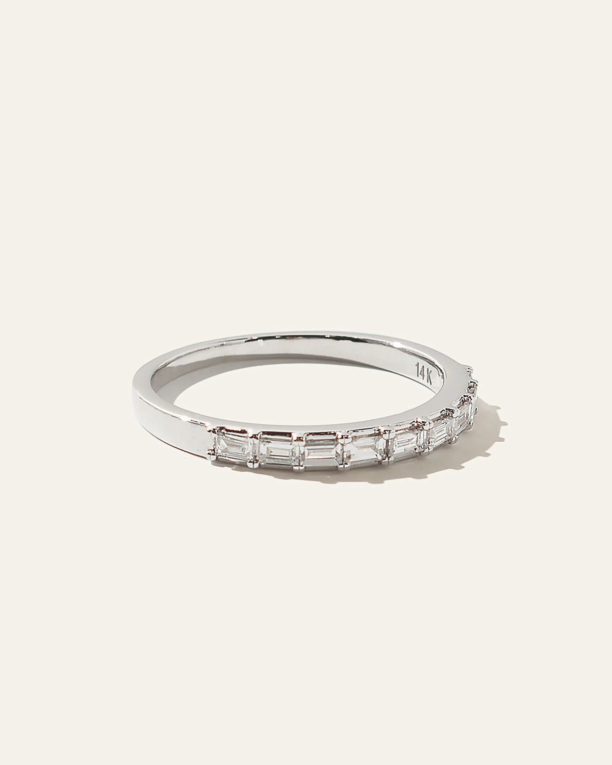 14K Gold Baguette Diamond Band - 4 / White Gold