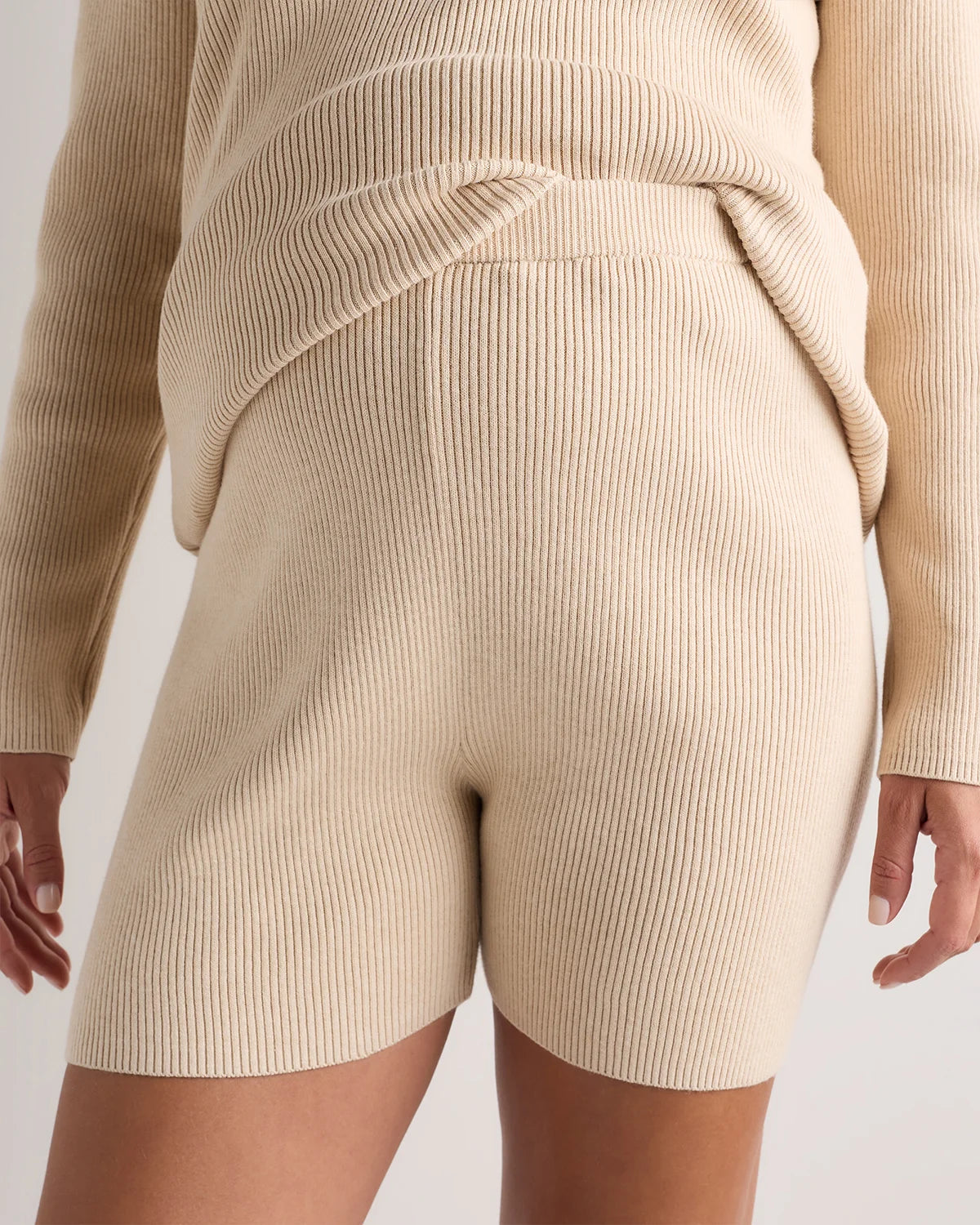 Cotton Cashmere Maternity Knit Shorts - XS / Mocha Heather