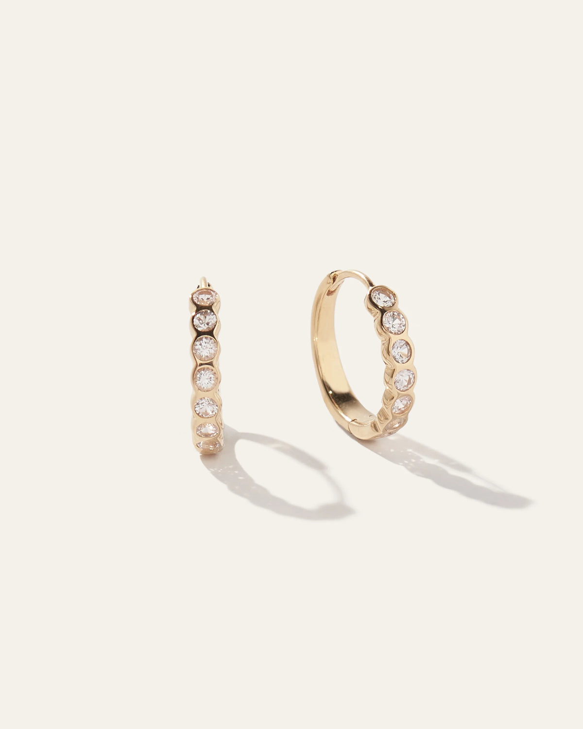 White Sapphire Bezel Hoops - One Size / Gold Vermeil