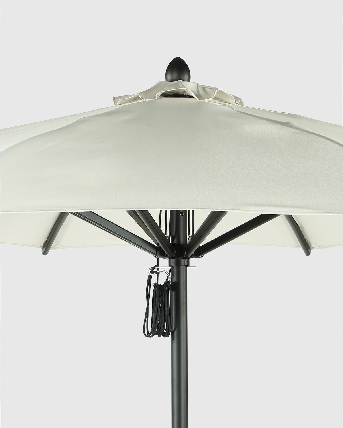9' Round Sunbrella Outdoor Umbrella and Base - One Size / Natural/Black