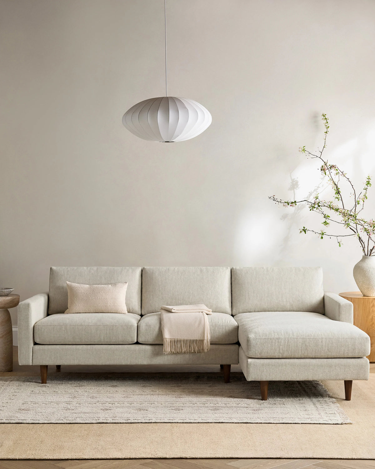 Atlas Midcentury Chaise Sectional in Performance Chenille Linen Blend - 106" Right Arm / Sorrell