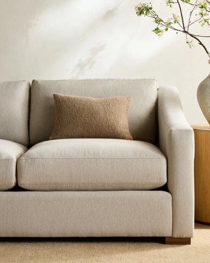 Hollis Slope Arm L Sectional in Performance Chenille Linen Blend - 110x110 / Snow