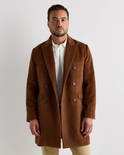Camel Hair Double-Breasted Overcoat - S / Vicuna