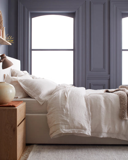 European Linen Double Flange Duvet Cover Set - Twin / Dusty Olive