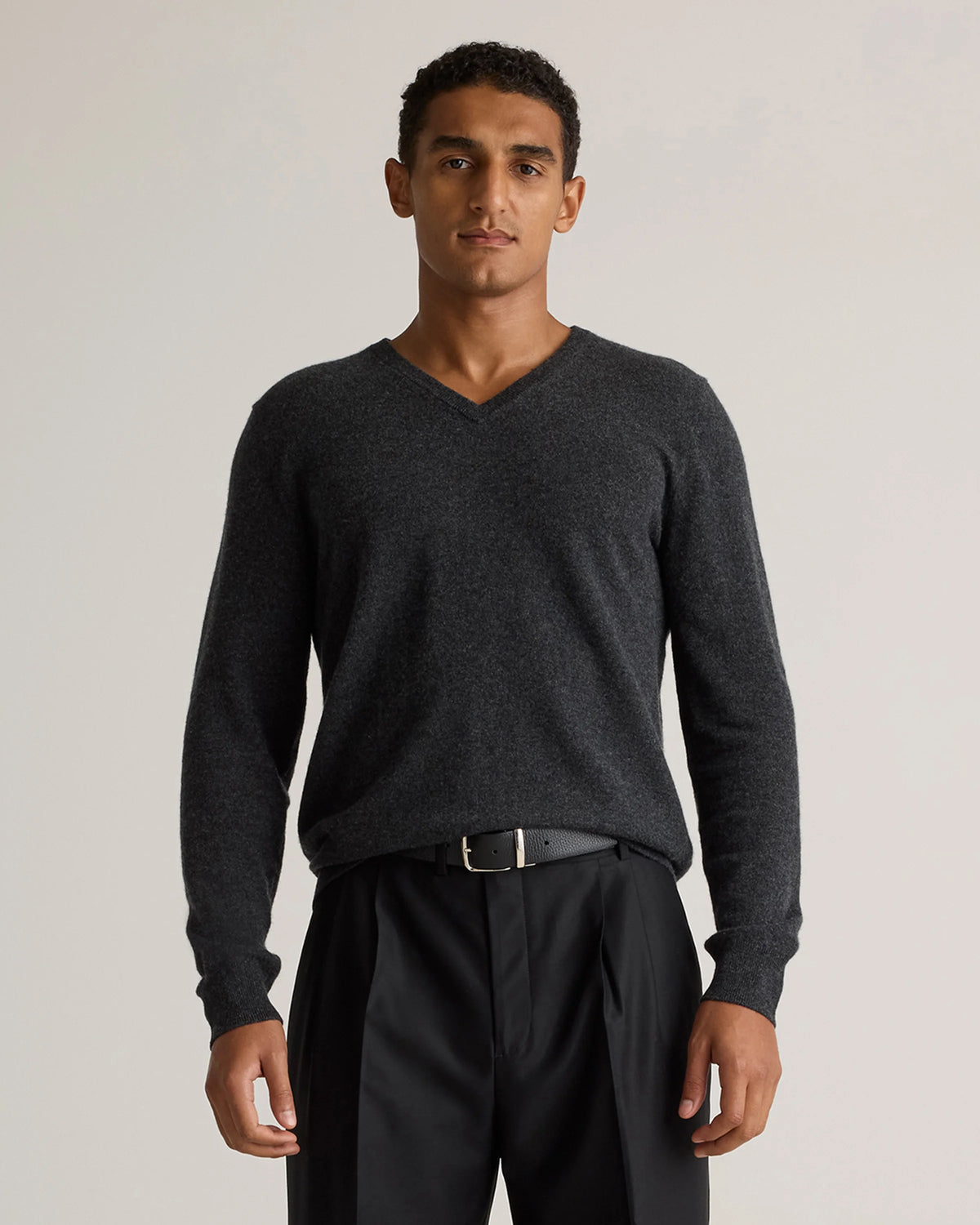 Mongolian Cashmere V-Neck Sweater - S / Oatmeal