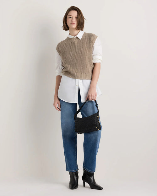 Italian Leather Handwoven Mini Bag - One Size / Black