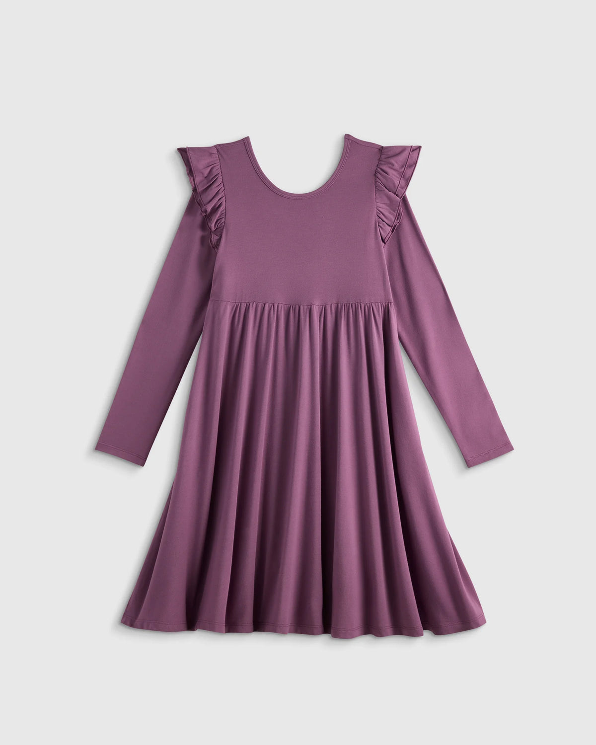Bamboo Long Sleeve Flutter Twirl Dress - 6 / Navy Blossoms