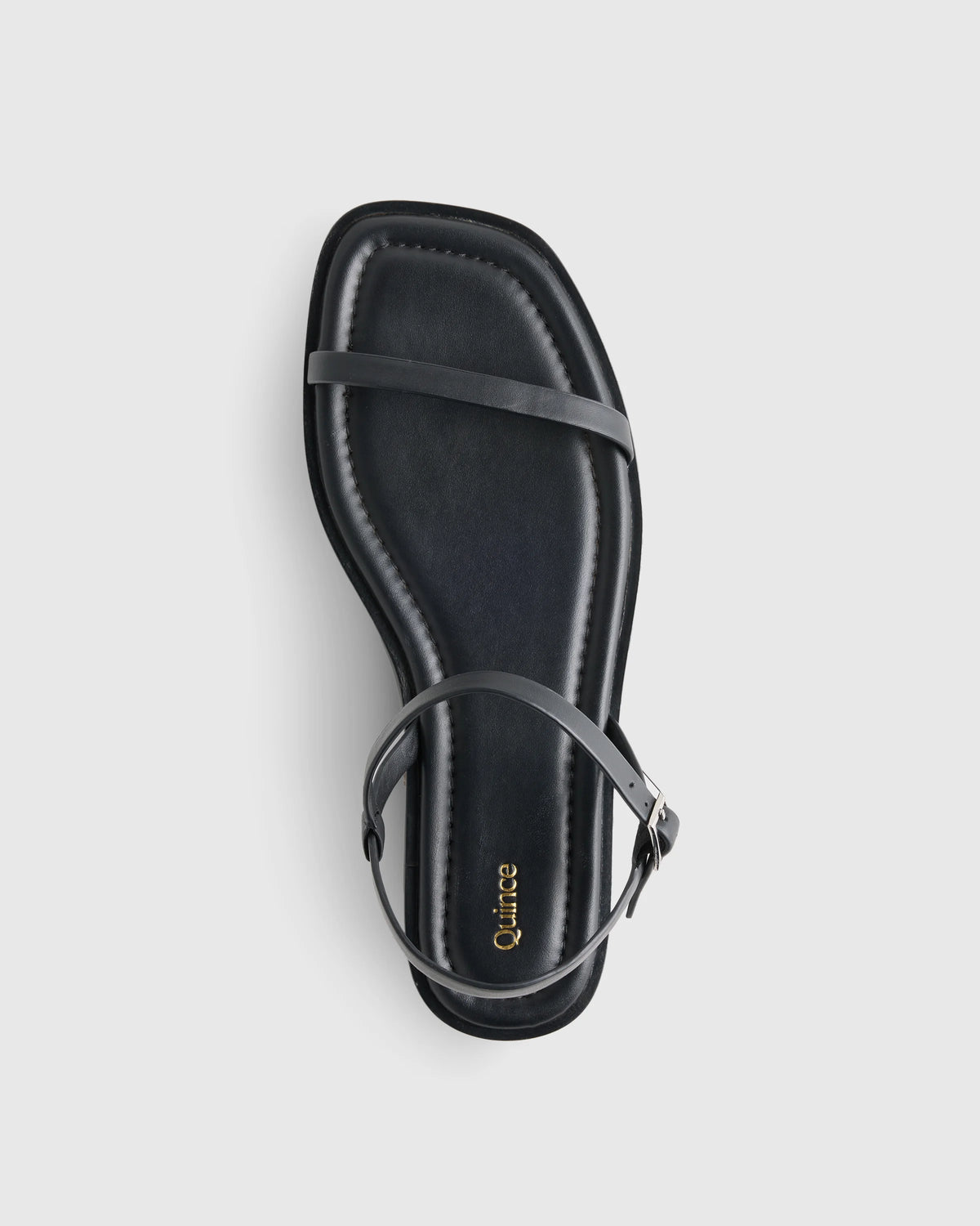 Italian Leather Ankle Strap Flat Sandal - 5 / Black