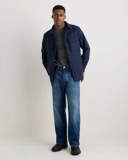 Brushed Cotton Wool Utility Overshirt - S / True Black