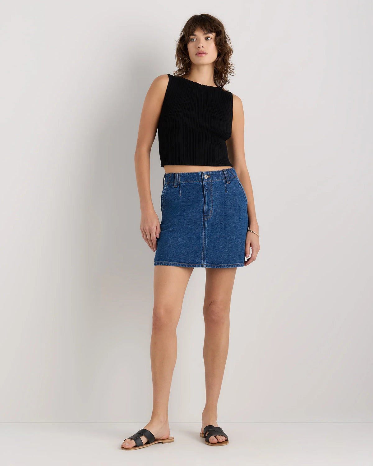 Stretch Denim Mini Skirt - 24 / Obsidian Blue