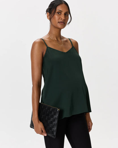 Washable Stretch Silk V-Neck Maternity Cami - XS / Moonstone Blue