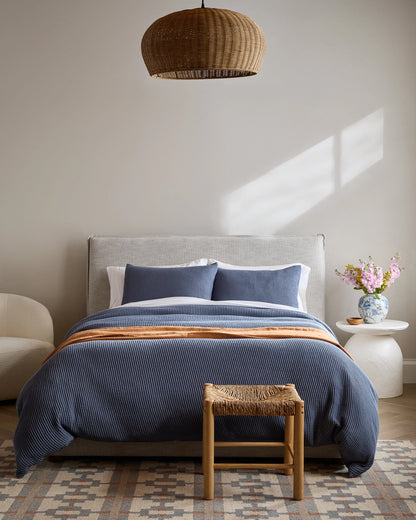 Organic Waffle Duvet Cover Set - Twin / White