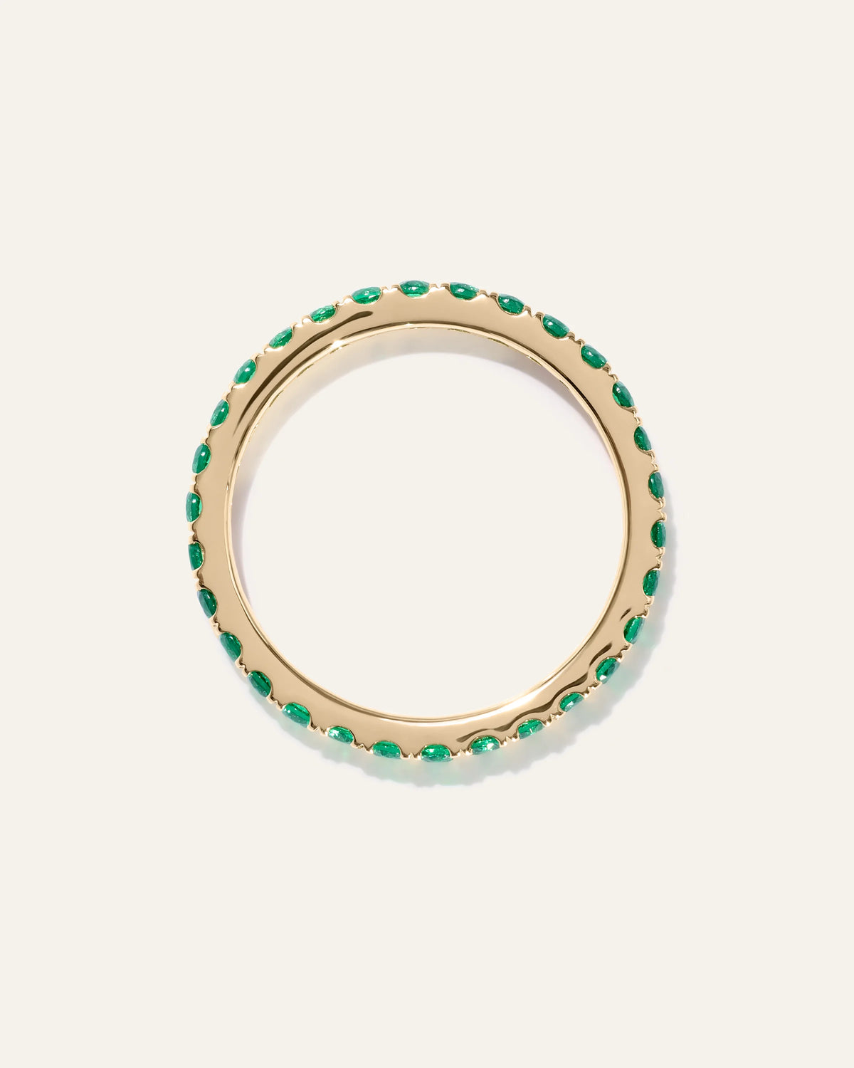 14K Gold Gemstone Pave Eternity Band - 5 / Lab Created Emerald