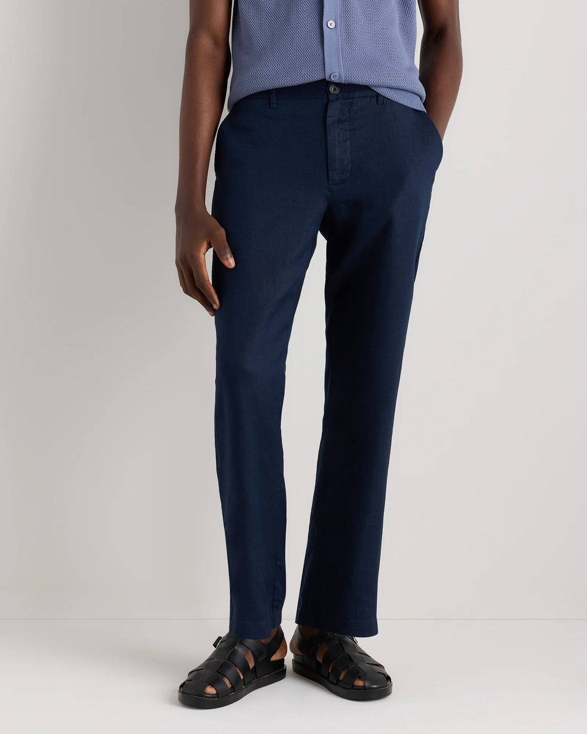100% European Linen Trousers - 30X30 / Chambray Blue