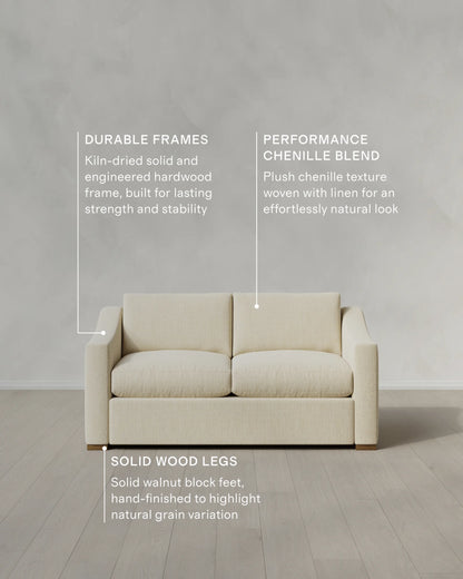 Hollis Slope Arm Sofa in Performance Chenille Linen Blend - 72" / Snow