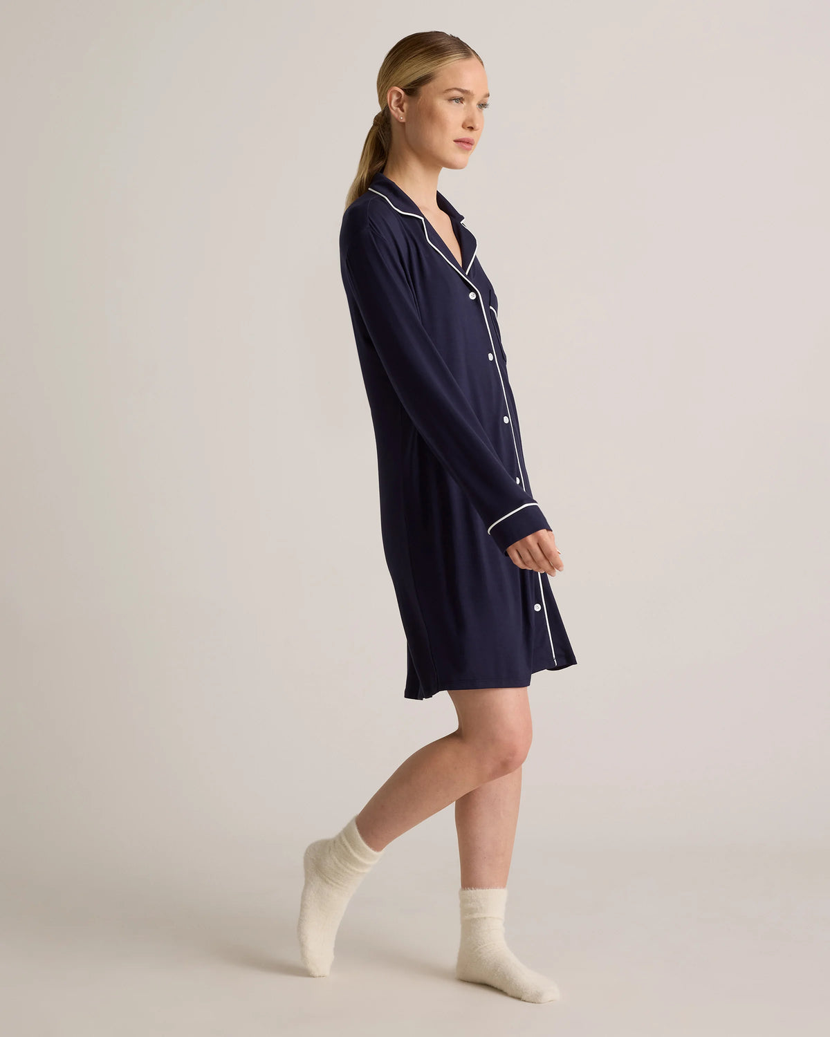 Bamboo Jersey Sleep Shirt - XS / Rhubarb
