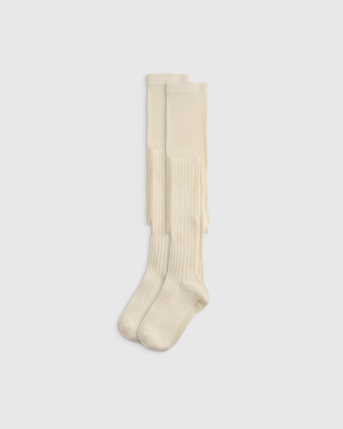 Organic Cotton Rib Tights (2-pack) - 6-7Y / Ivory