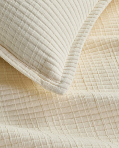 Organic Ribbed Cotton Coverlet Set - Twin / Toffee
