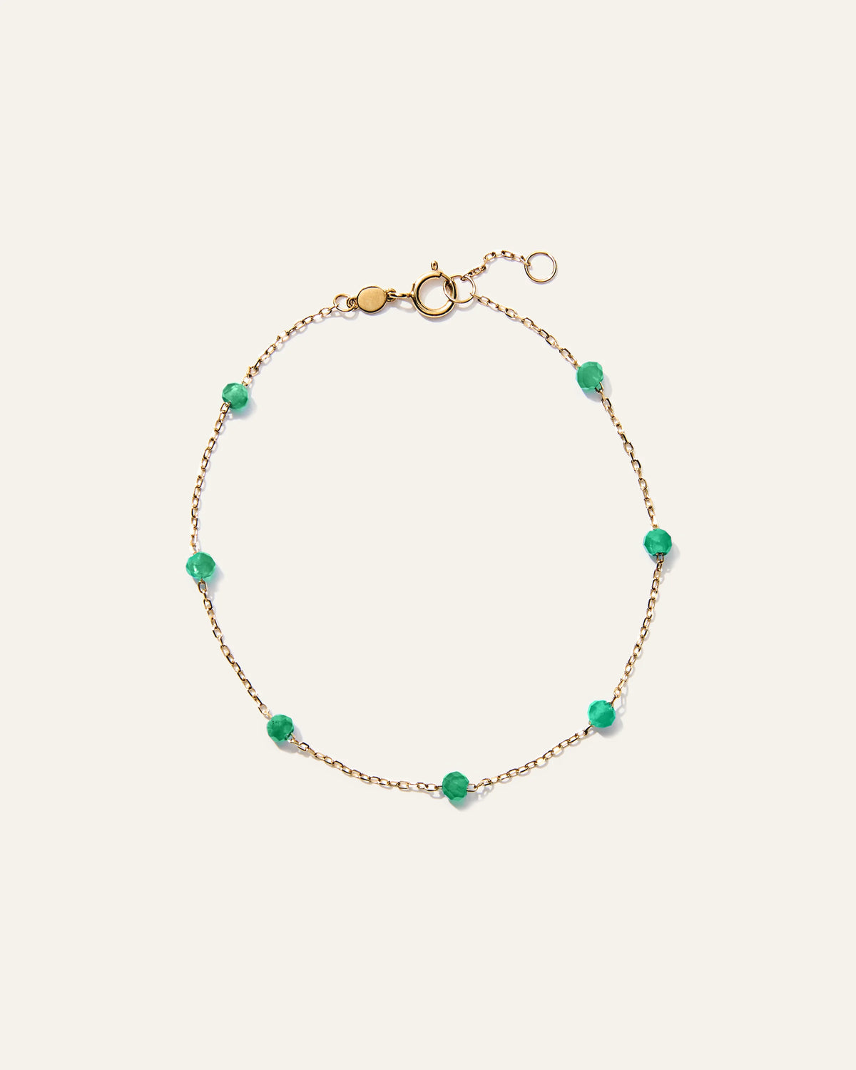 14K Gold Gemstone Station Stackable Bracelet - 6.5" / Yellow Gold