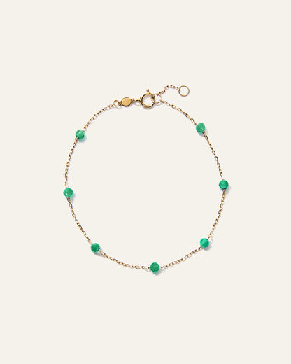 14K Gold Gemstone Station Stackable Bracelet - 6.5" / Yellow Gold