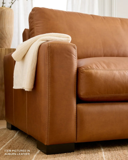 Stillman Chaise Sectional in Leather - 116" Right Arm / Auburn