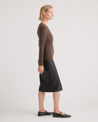 Featherweight Cashmere Ribbed Crewneck Sweater - XS / Charcoal