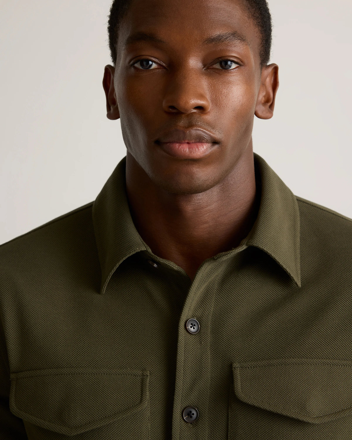 Cotton Pique Knit Overshirt - XS / Heather Charcoal