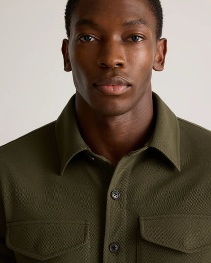 Cotton Pique Knit Overshirt - XS / Heather Charcoal