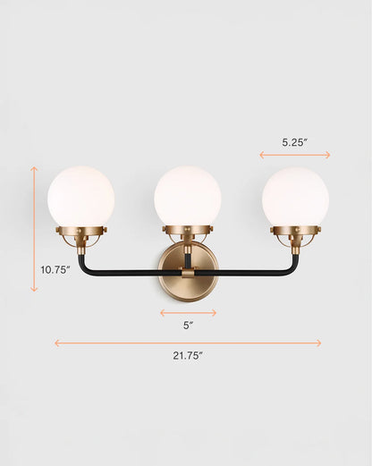 Triple Globe Steel Sconce - One Size / Black