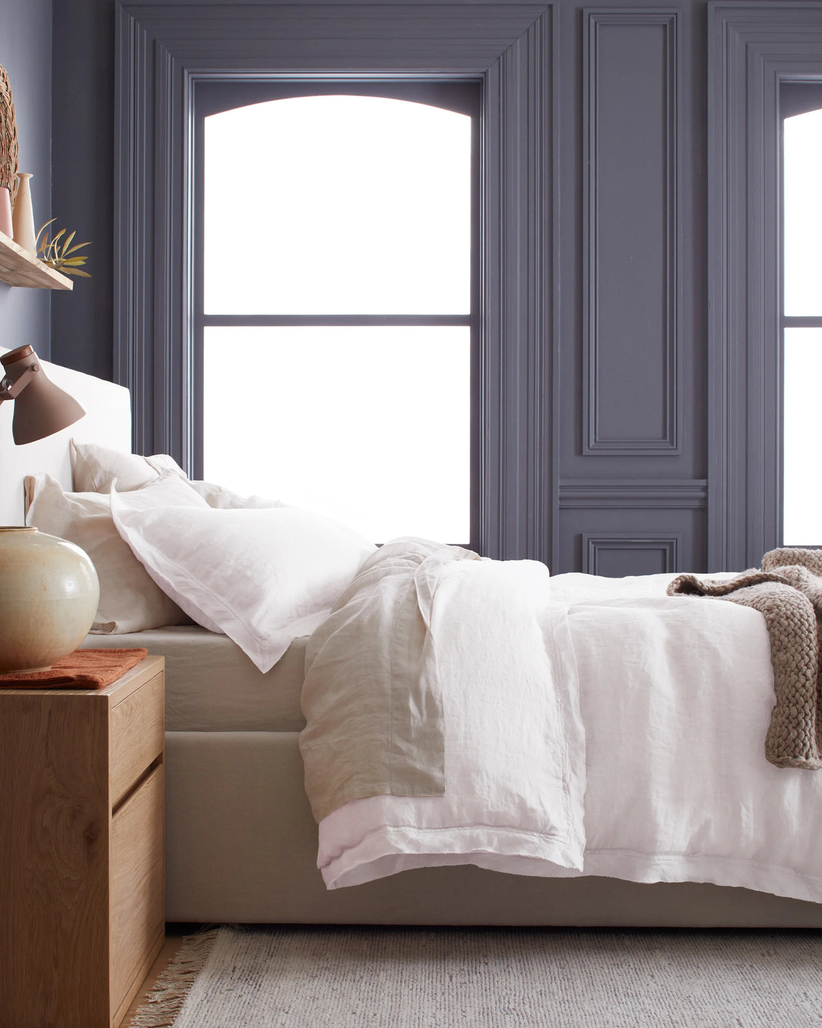 European Linen Double Flange Duvet Cover Set - Twin / Dusty Olive
