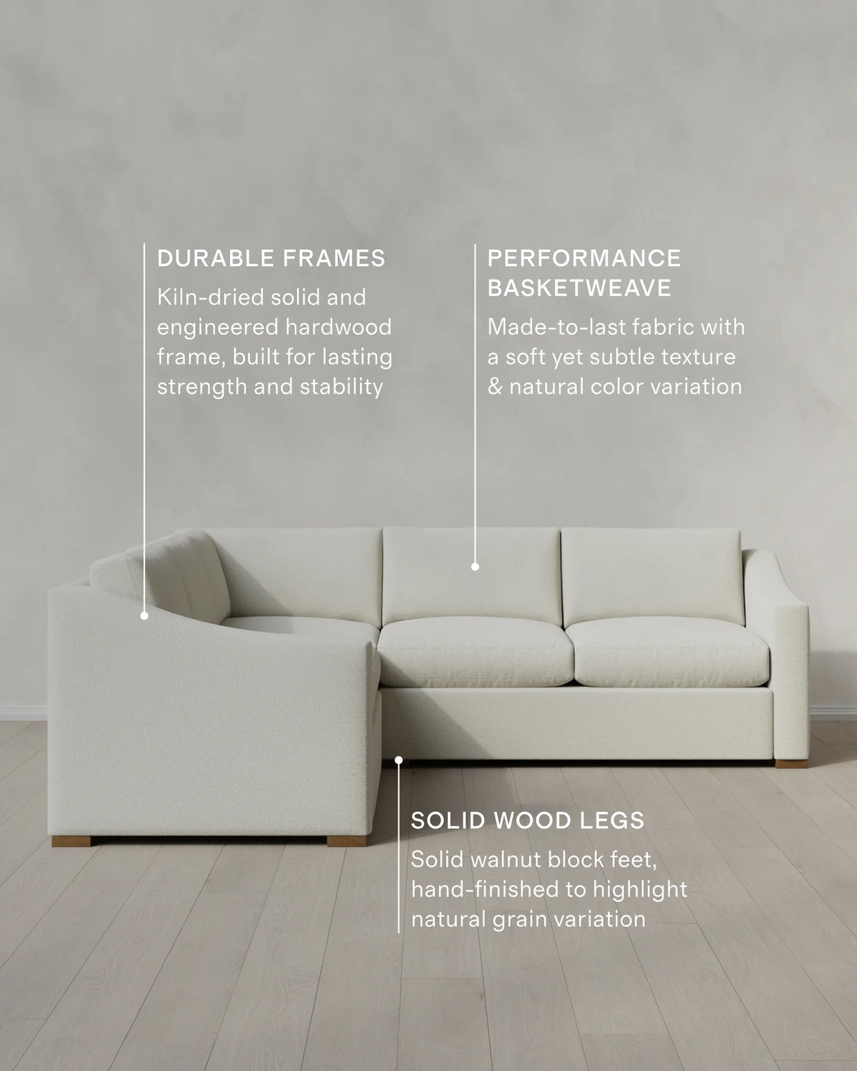 Hollis Slope Arm L Sectional in Performance Basketweave - 110x110 / Flax