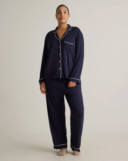 Bamboo Jersey Long Sleeve Pajama Set - XS / True Black