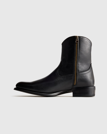 Crafted Leather Western Zip Boot - 7 / Dark Chocolate