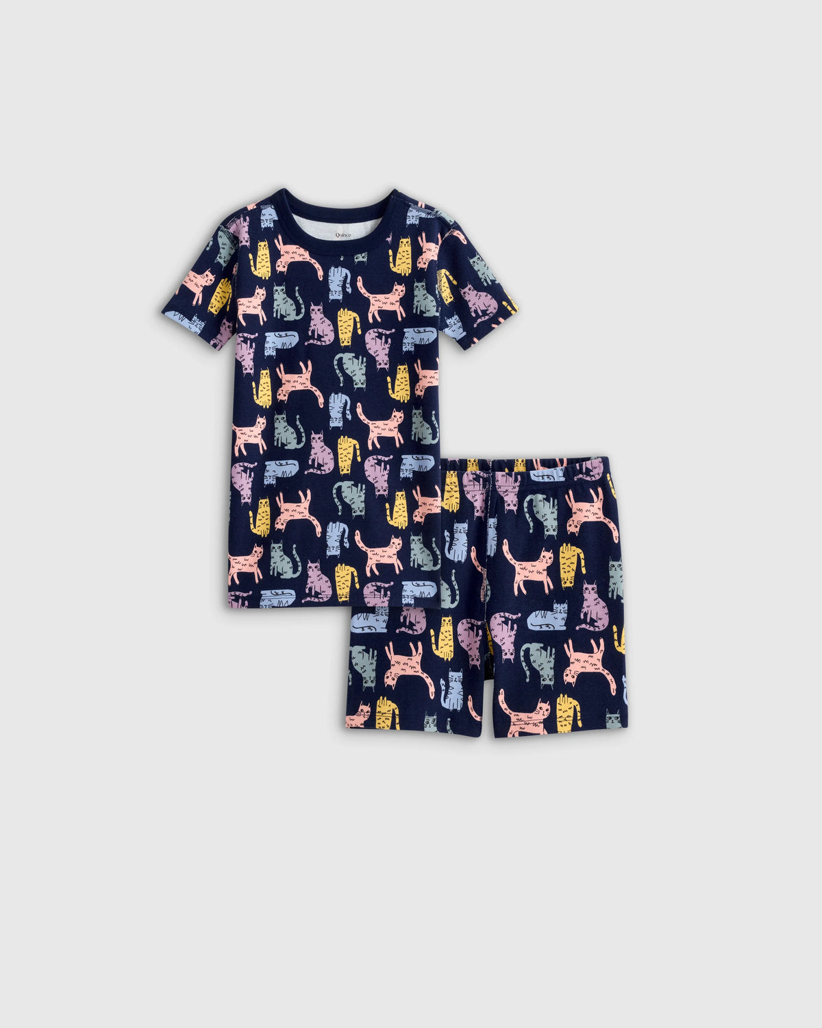 100% Organic Cotton Short Sleeve and Shorts Pajama Set - 6 / Navy Stripe