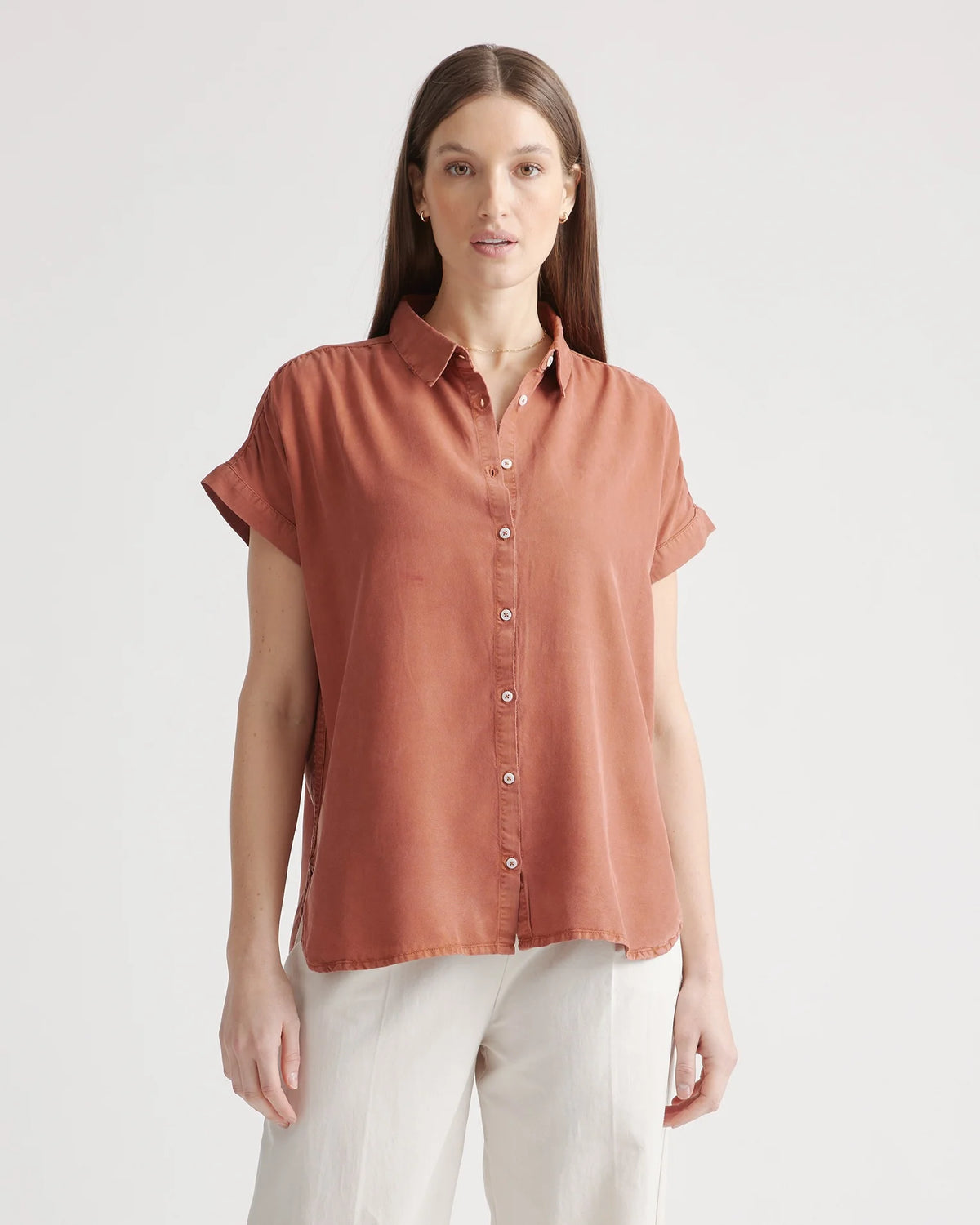 Vintage Wash Tencel Camp Shirt - XS / Taupe Brown