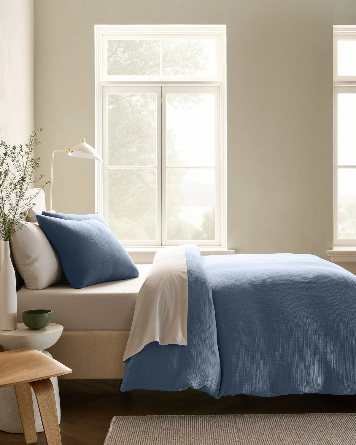 Organic Cotton Gauze Duvet Cover Set - Twin / Dried Sage
