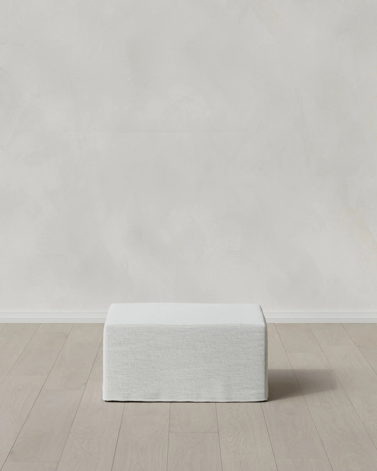 Ellery Slipcover Ottoman in Performance Linen - One Size / Sand