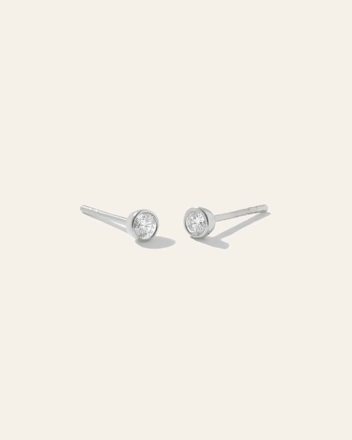 14K Gold Natural Diamond Tiny Bezel Studs - One Size / Yellow Gold