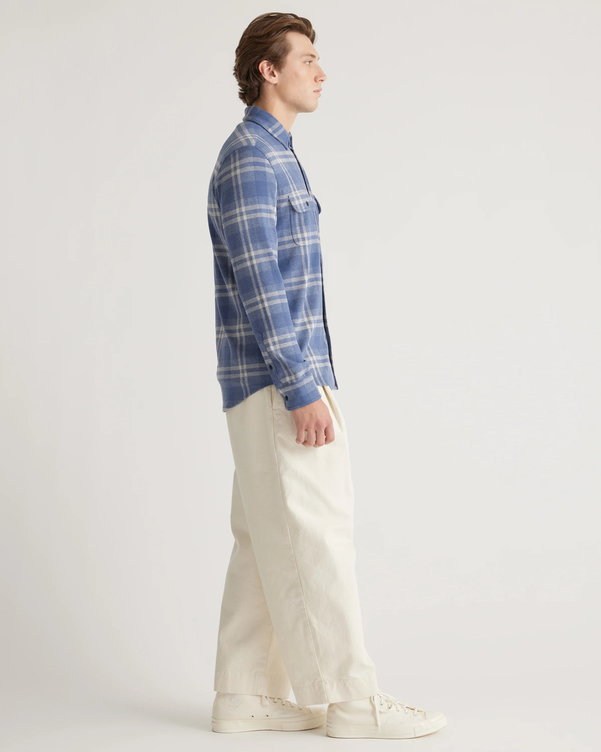 Stretch Sweater Fleece Shirt - S / Off-White