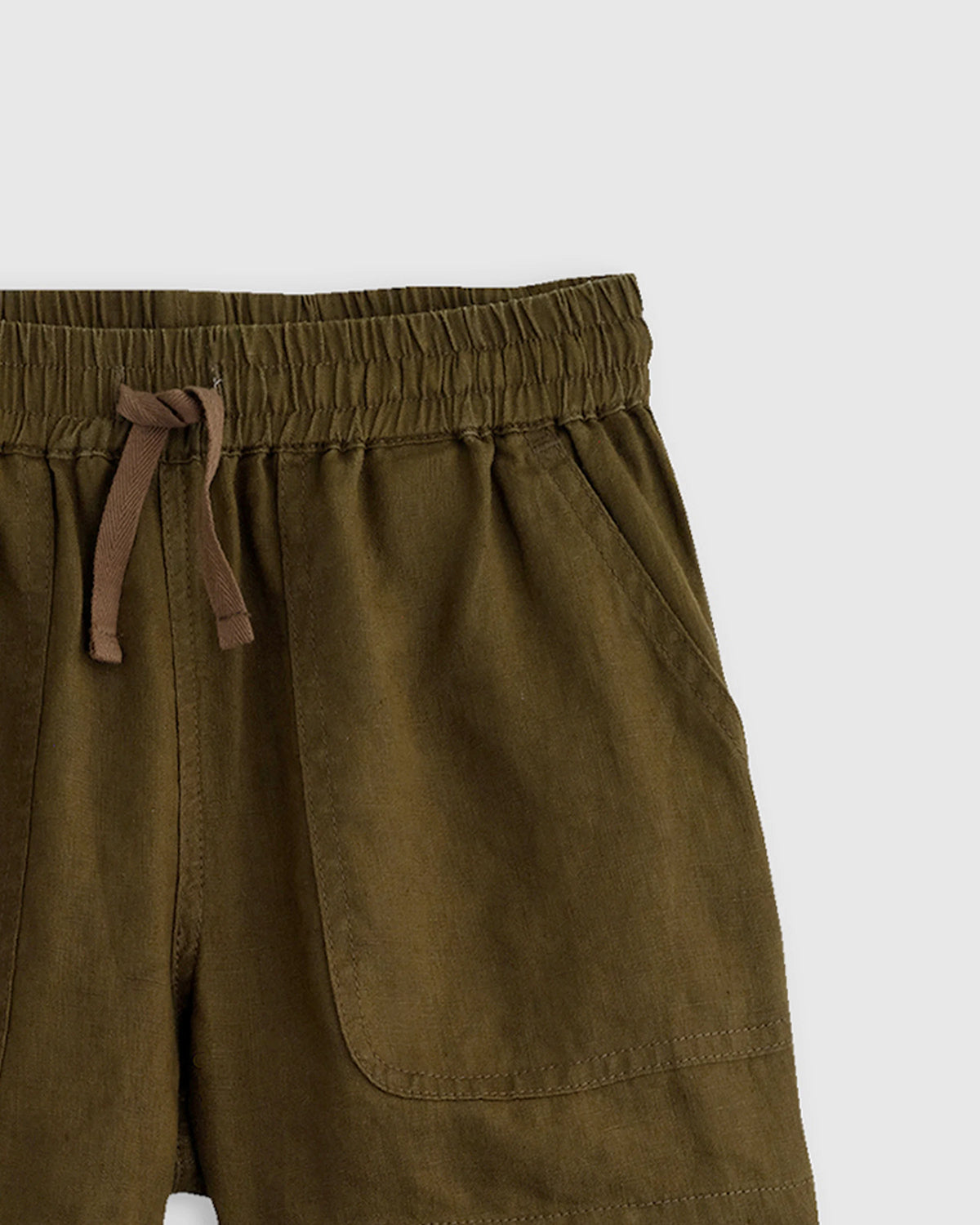 100% European Linen Drawstring Shorts - 2T / Vintage Pink Chambray