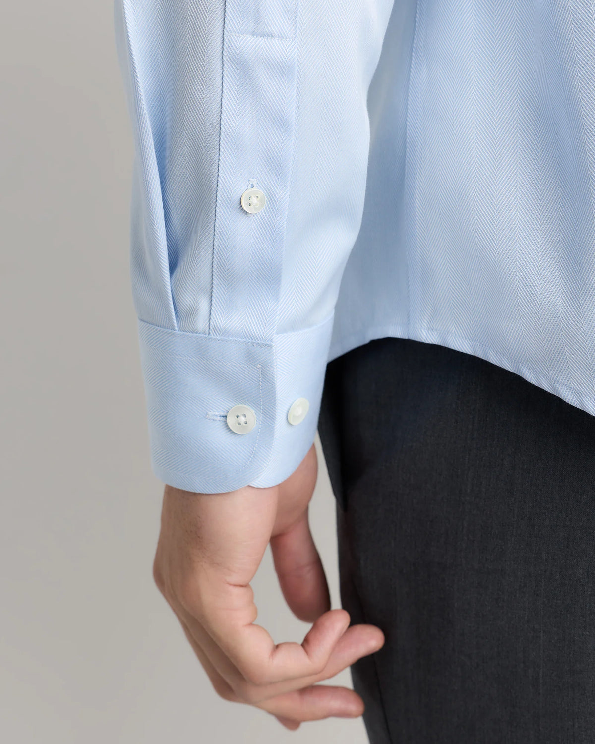 Supima Cotton Herringbone Dress Shirt - S / Blue Stripe