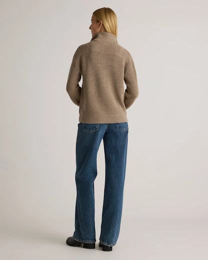 Australian Merino Wool Half Zip Sweater - XS / Heather Grey