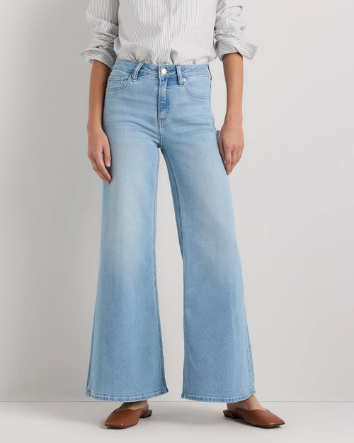 Bella Stretch Palazzo Jeans - 24 / Frosted Blue