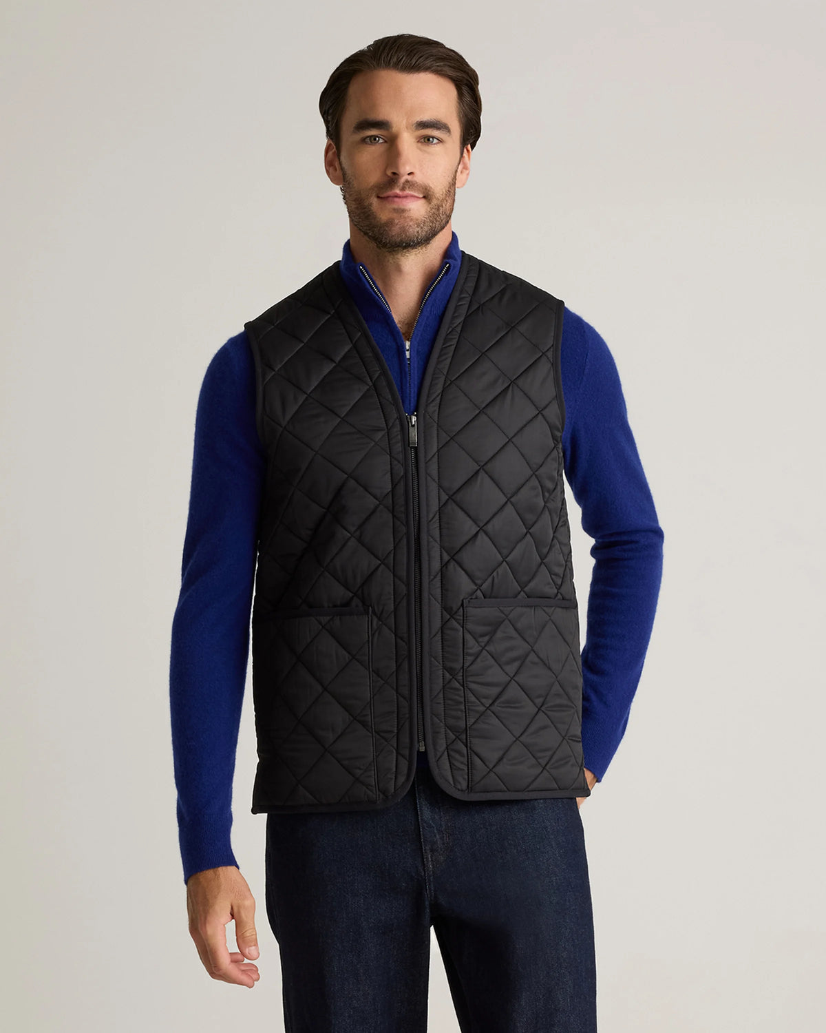 Featherless Quilted Fleece-Lined Liner Vest - S / Black