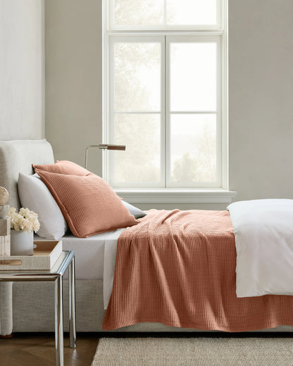 Organic Ribbed Cotton Coverlet - Twin / Toffee