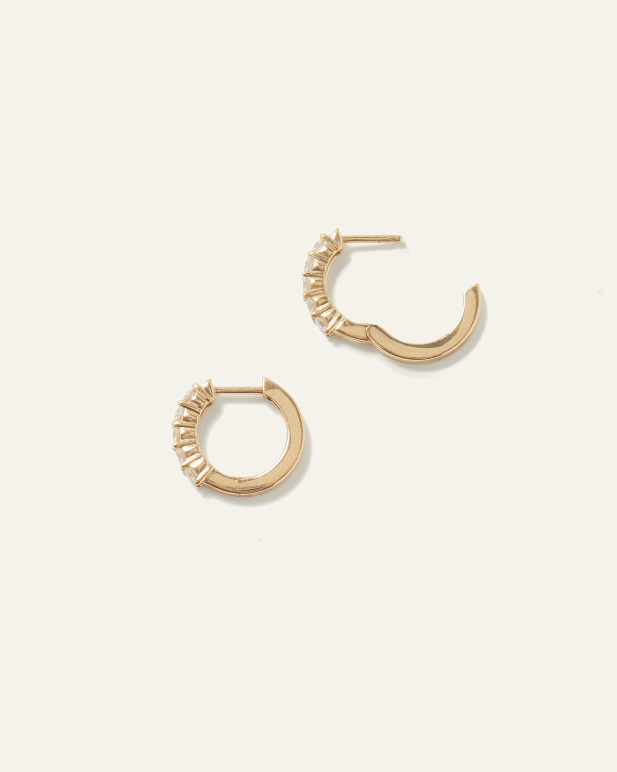 14K Gold Diamond Classic Huggie Hoops - One Size / Yellow Gold