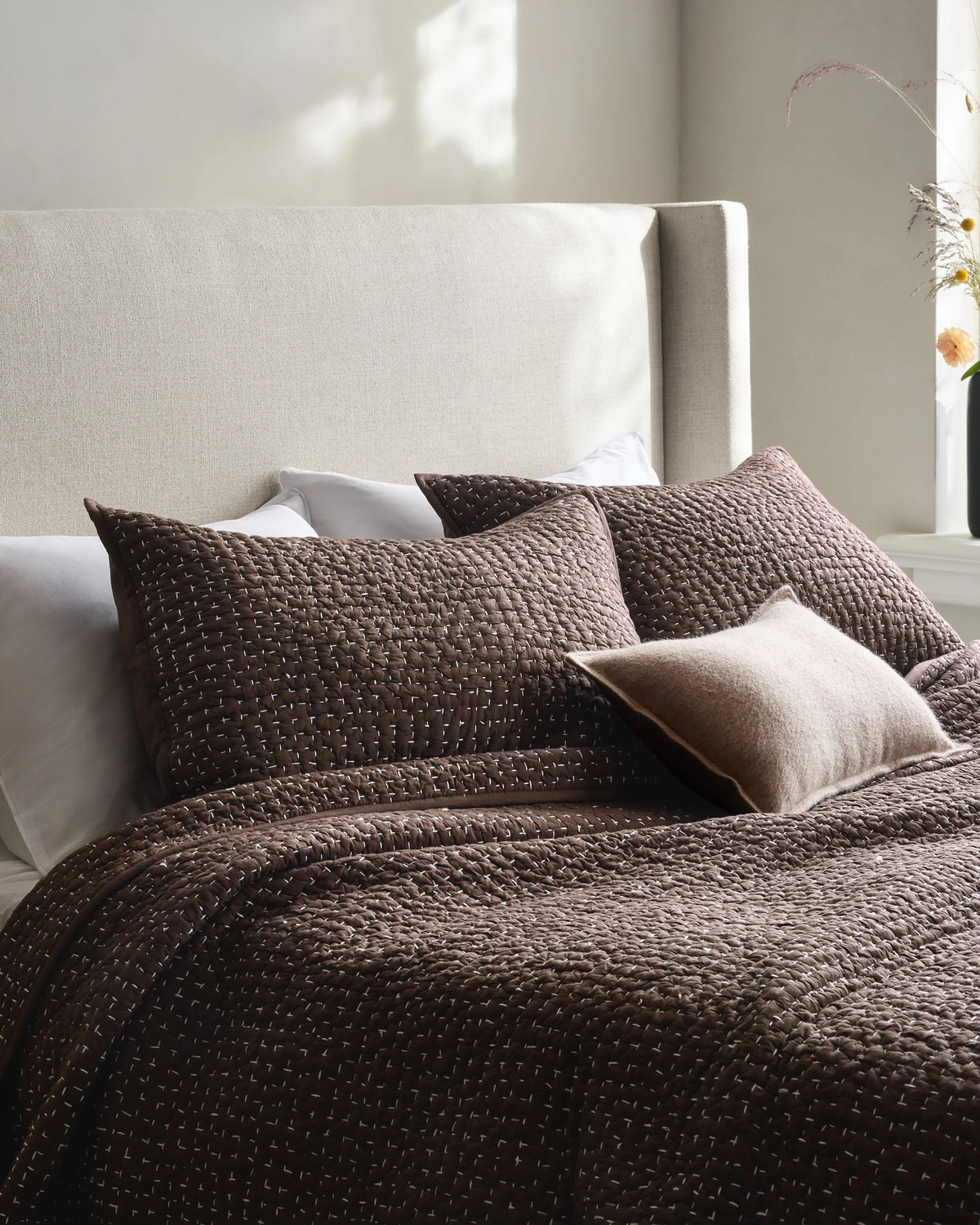 Organic Cotton Hand Stitched Quilted Sham Set - Standard / Ocean