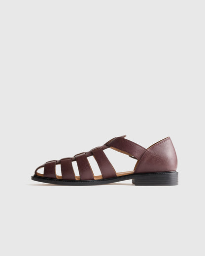 Calfskin Leather Fisherman Sandal - 7 / Black