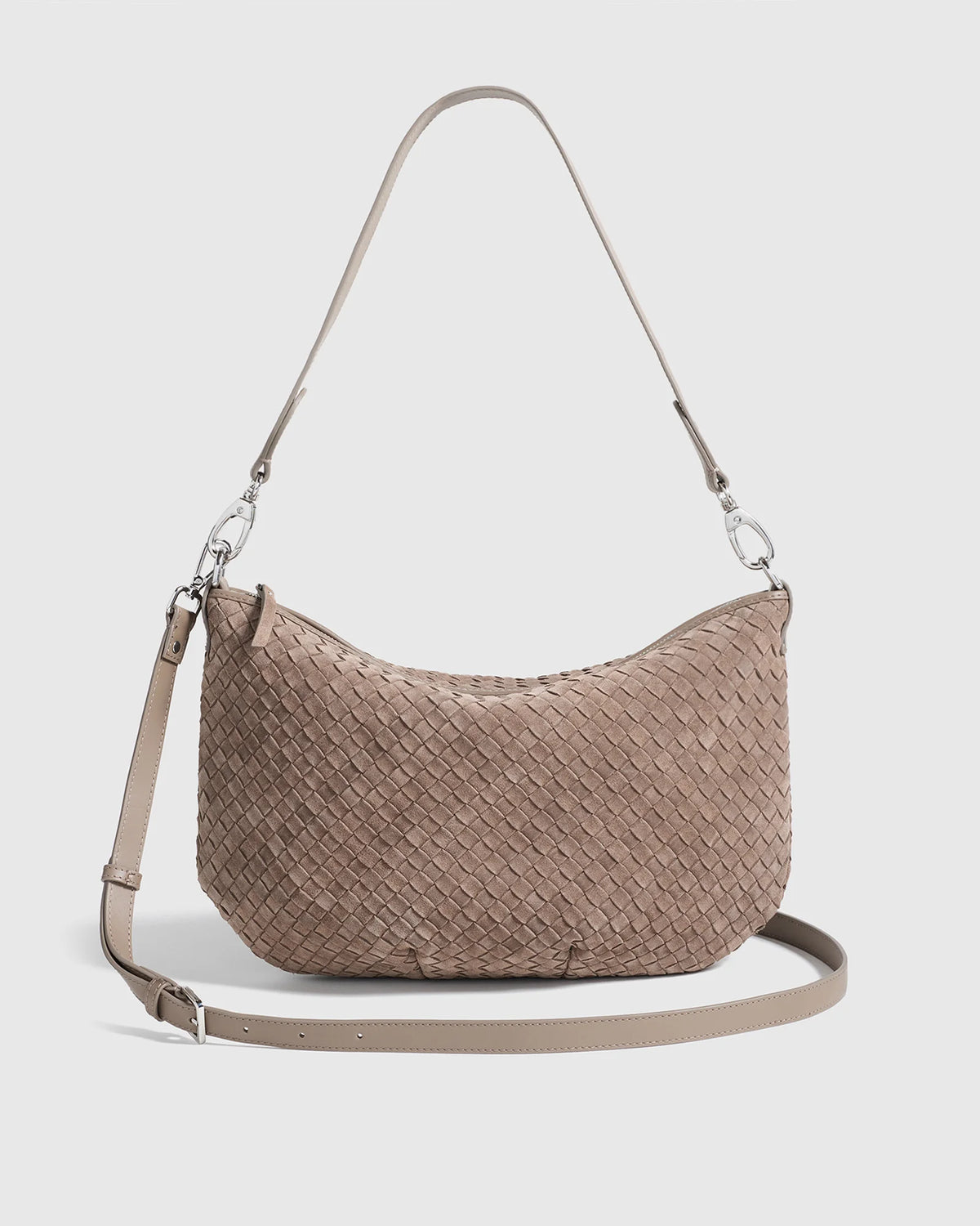 Sloane Suede Handwoven Shoulder Bag - One Size / Sand