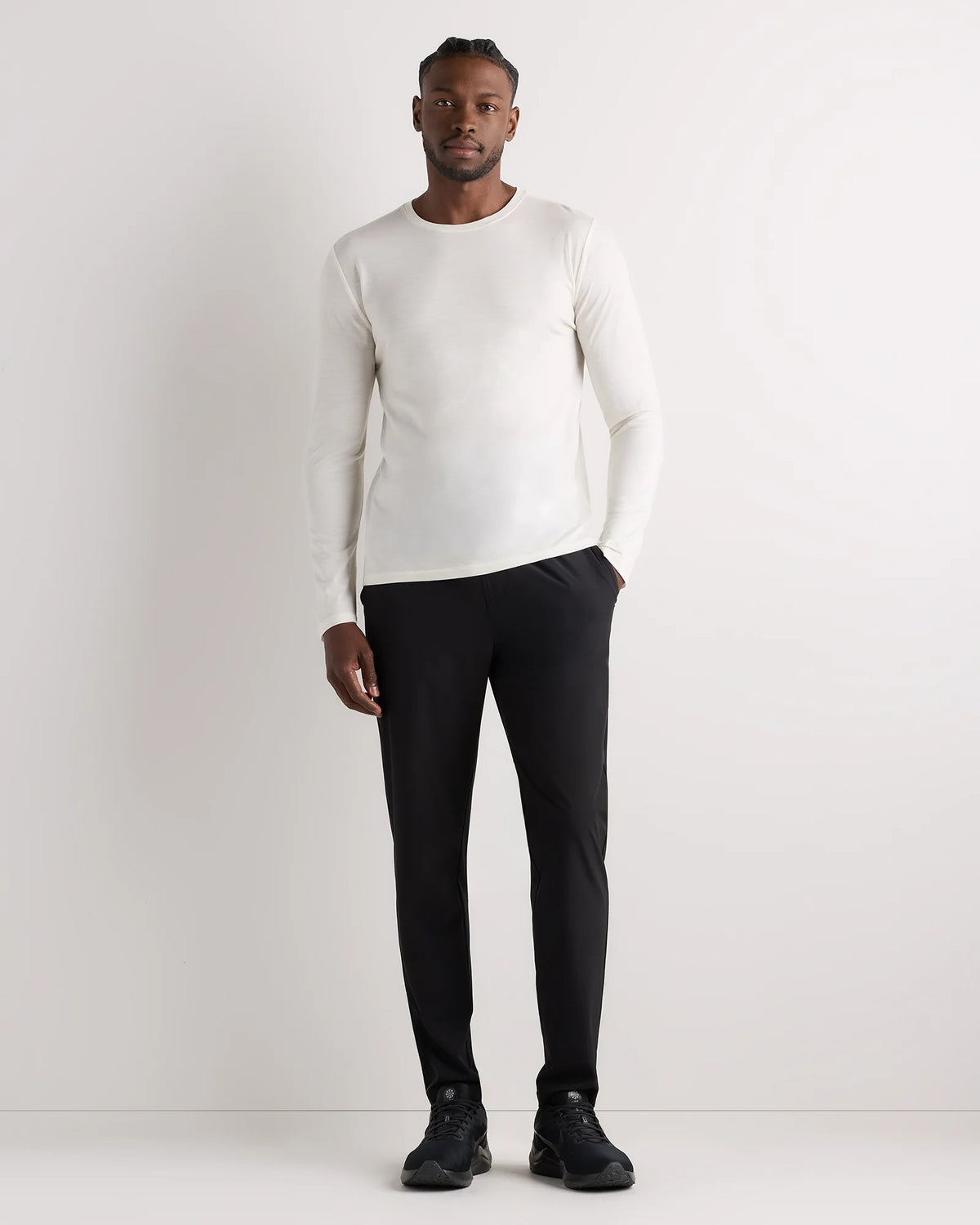 100% Merino Wool All-Season Long Sleeve Base Layer Tee - XS / Off-White